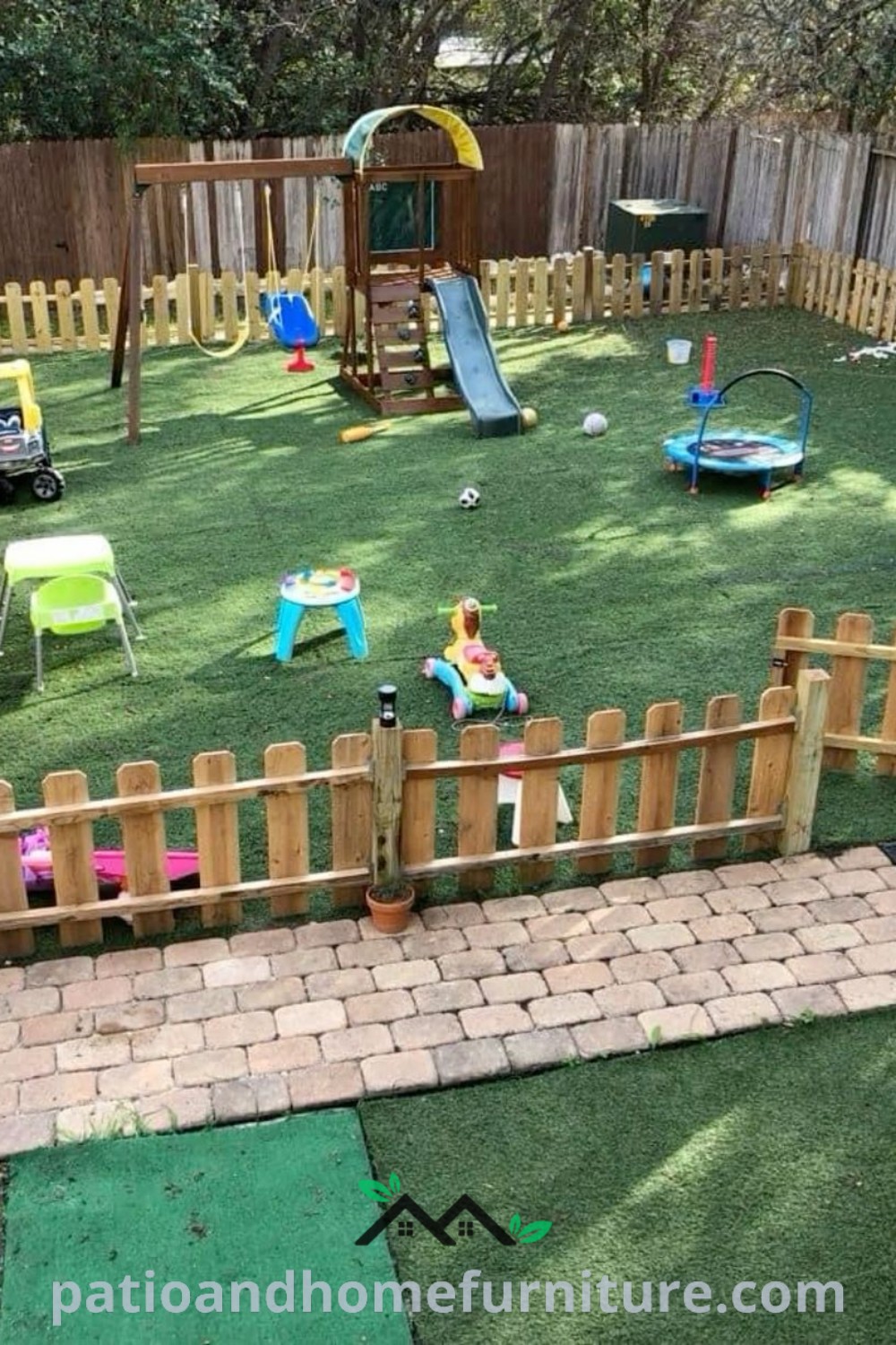 Cozy backyard play area designed for toddlers with colorful toys, safe surfaces, and shaded seating, creating an inviting space for imaginative outdoor play and learning, captured in inspiring design ideas from wellnesswink.com.