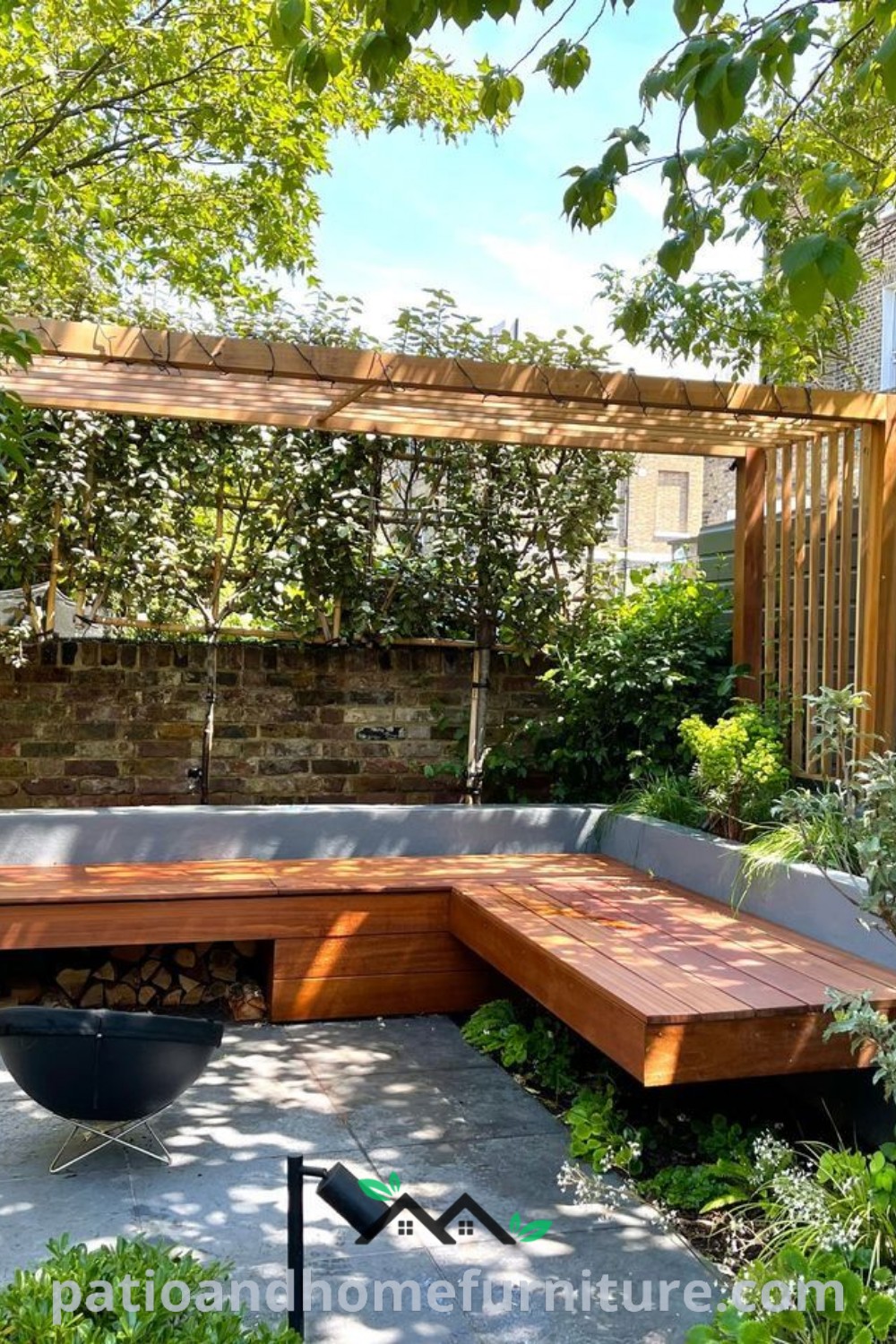 A cozy wooden bench in the center of a vibrant garden surrounded by flowers and greenery, perfect for relaxation and reflection, featuring inspiring decor ideas for outdoor spaces on wellnesswink.com.