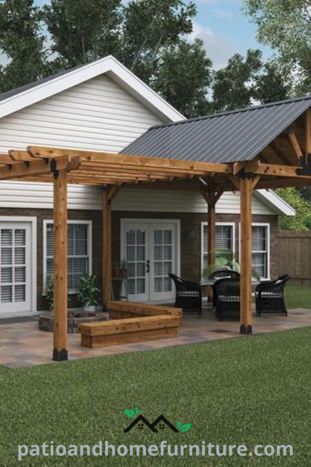 Cozy backyard with a grill and covered patio, featuring unique design ideas and decor inspirations for creating an inviting outdoor space, as seen on wellnesswink.com.