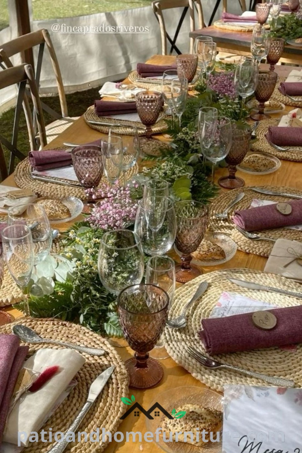 Outdoor dinner party table elegantly set with place settings, napkins, and wine glasses, embodying rustic Italian wedding vibes, surrounded by natural elements and soft lighting, perfect for cozy gatherings, featured on wellnesswink.com.