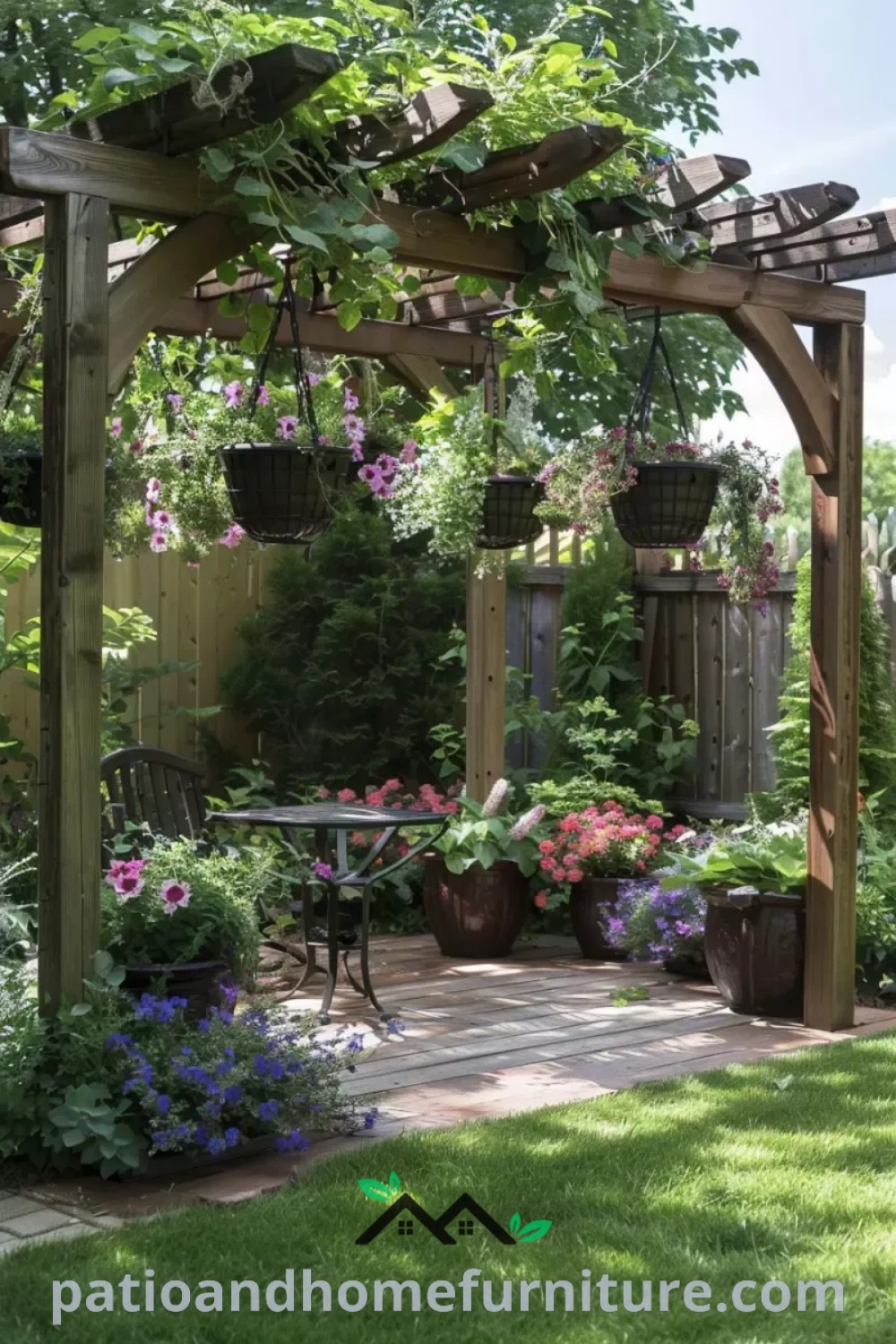 Vibrant garden featuring a variety of flowers and plants alongside a pergola, creating a cozy outdoor oasis with beautiful decor ideas and inspiring designs for your home, ideal for relaxation and enjoyment. Visit wellnesswink.com for more unique ideas.