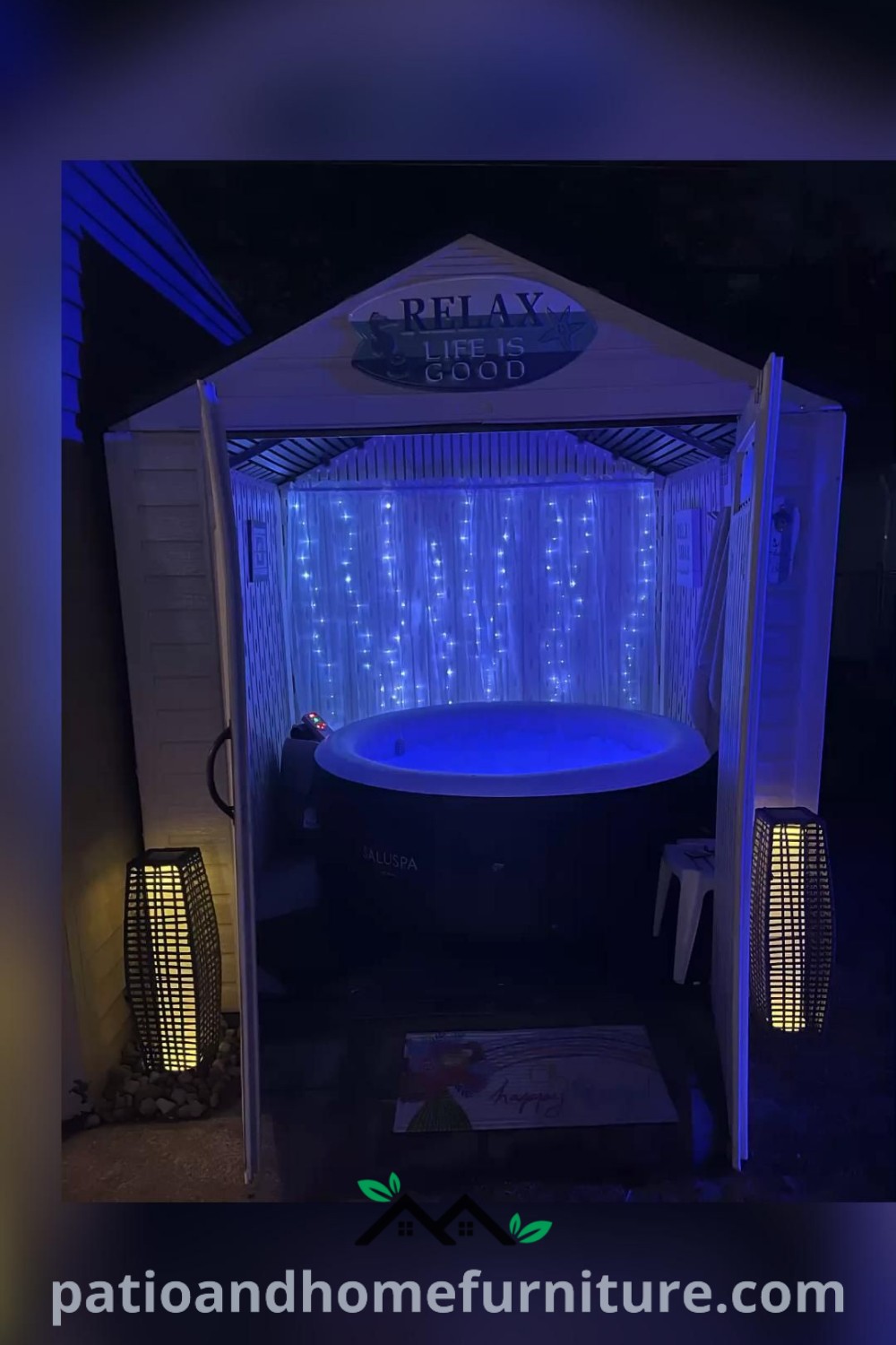 Cozy hot tub retreat ideas including an outdoor hot tub space and inviting shed with jacuzzi designs, offering unique decor inspirations for a relaxing home atmosphere. Visit wellnesswink.com for more cozy home ideas.