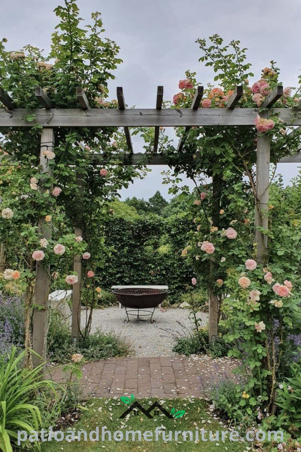 Garden featuring a charming pergola covered with climbing roses, showcasing cozy garden ideas and inspiring decor inspiration for a tranquil outdoor retreat, perfect for relaxation and enhancing your cozy home atmosphere on wellnesswink.com.