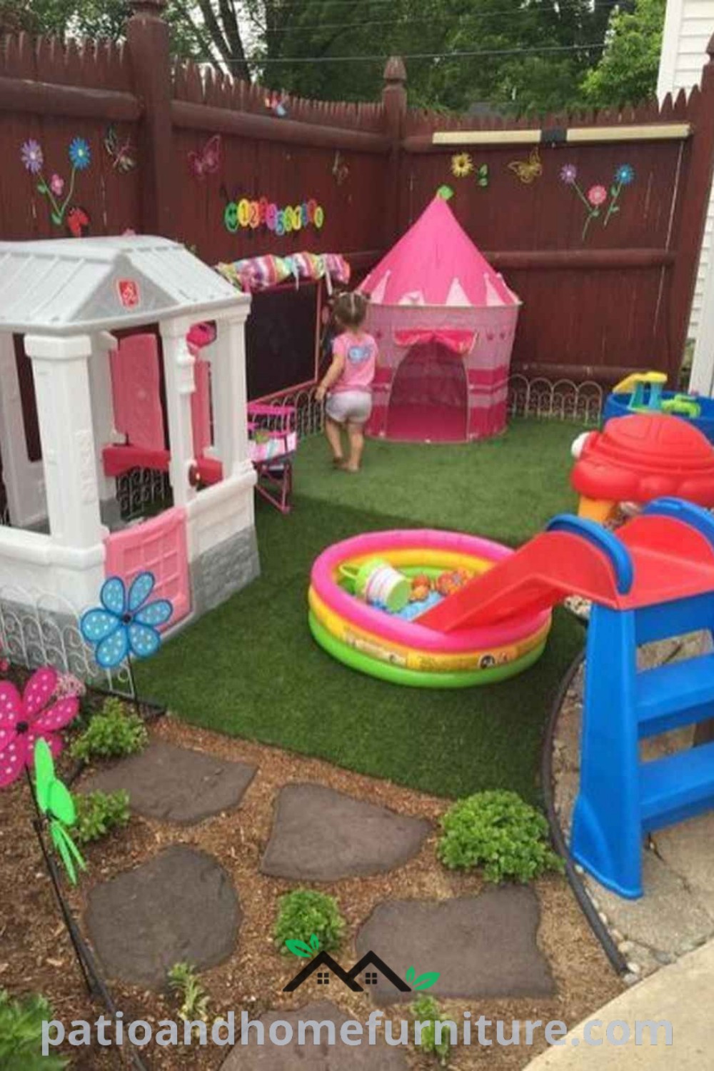 Outdoor play area with various children